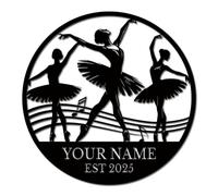 Personalized Ballerina Metal Wall Art, Custom Dancer Name Sign with Tutu Design, Ballet Studio Decor for Bedroom, Dance Room and Nursery (Style-1)