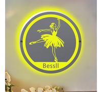 Personalized Ballet Mirror Neon Sign, Ballerina Dance Led Light Up Neon Mirror Sign,Ballet Night Light for Wall Decor Decoration, Birthday Christmas Women Girl Kids Gift