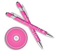 Personalized Ballpoint Pen with Laser Engraving, Ballpoint Pen with Stylus, Sets with 10/20/50/100 Hot Pink 100Pcs