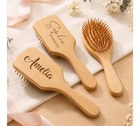 Personalized Bamboo Paddle Brush, Custom Hair Care Gift | Smooth Rounded Teeth Help Reduce Tangles, Featuring a Cushioned Base and Natural One-Piece Handle for Daily Use