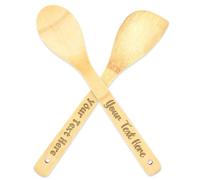 Personalized Bamboo Spoon Set,Customizable Text 30cm Bamboo Stirring Baking Cooking Utensils,Personalized Gift with Custom Text,Mother's Day Birthday Gift Wedding (Round Spoon + Shovel)