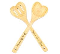 Personalized Bamboo Spoon Set,Customizable Text 30cm Bamboo Stirring Baking Cooking Utensils,Personalized Gift with Custom Text,Mother's Day Birthday Gift Wedding (Heart)