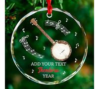 Personalized Banjo Lovers Glass Ornament 2025, Banjo Musical Instrument Christmas Keepsake, Gift for Musician Music Teacher, Banjoist Ornament Xmas, Custom Text & Name Banjos Player Ornaments