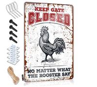 Personalized Bar Signs Keep Gate Closed No Matter What The Rooster Say Tin Sign Funny House Decor Tin Signs Warning(30X40CM)