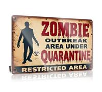 Personalized Bar Signs Zombie Outbreak Quarantine Area Tin Sign Tin Sign Decor Mens Room Sign(20X30CM)