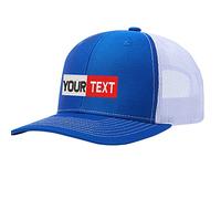Personalized Baseball caps Custom Embroidered Adults Unisex Embroidered Adjustable 112 Trucker Caps or Hats with Text & Logo Blue White