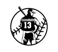 Personalized Baseball Wall Decor Sticker Custom Player Name & Number Baseball Silhouette Wall Art Decal, Sports Gifts for Adults Kids Teen Boys Christmas Birthday