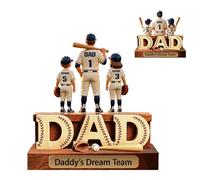 Personalized Baseball Wooden Plaque,Custom Kids Names & Jersey Numbers 2D Flat Wood Tabletop Ornament,Sport Desktop Decor for Bedroom Living Room Office Table,Gifts for Baseball Loving Dad