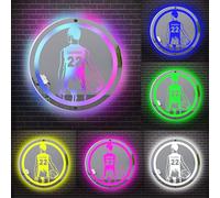 Personalized Basketball Athlete Round LED Mirror Acrylic Light Up Sign Custom Jersey Name & Number,Sports Wall Décor Gift for Dad Husband Son Birthday Fathers Day Christmas Basketball Fan Gifts