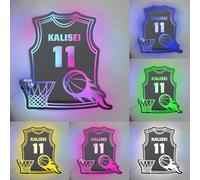 Personalized Basketball Jersey Mirror Neon Sign, Custom Name&Number Acrylic Light Up Basketball Led Neon Signs, Birthday Christmas Sports Wall Art Gifts for Basketball Lovers Boyfriend Son Husband