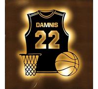 Personalized Basketball Jersey Neon Sign, Basketball Led Neon Signs for Wall Decor, USB Powered with Dimmable Switch LED Neon Signs for Bedroom Sports Decor Party Bar Christmas Birthday Gift