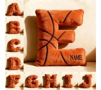 Personalized Basketball Letter Throw Pillow Custom Name 2D Print Initial Letter Shaped Sofa Cushion Basketball Theme Alphabet Decorative Pillow Sport Lover Gift to Family Christmas Birthday,02