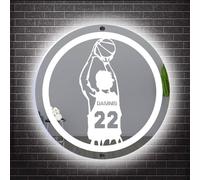Personalized Basketball Mirror Neon Sign, Basketball Sport Led Light Up Name Sign, Basketball Night Light for Wall Decor Decoration for Bedroom, Christmas Men Kids Boys Basketball Gift