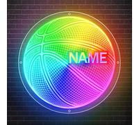 Personalized Basketball Neon Sign,Custom Name Basketball Led Lights Up Sign for Wall Decor Bedroom Living Room Party Christmas Decorations Night Light Birthday Gift for Boys Girls Teen Kids