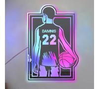 Personalized Basketball Player LED Mirror Light Up Sign,Custom Name & Number Basketball Wall Art, Customized Basketball Neon Light, Basketball Sports Décor,Christmas Birthday Basketball Kids Gift