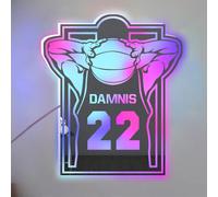 Personalized Basketball Player LED Mirror Light Up Sign,Custom Name & Number Basketball Wall Art, Customized Basketball Neon Light, Basketball Sports Décor,Christmas Birthday Basketball Kids Gift