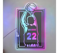 Personalized Basketball Player LED Mirror Light Up Sign,Custom Name & Number Basketball Wall Art, Customized Basketball Neon Light, Basketball Sports Décor,Christmas Birthday Basketball Kids Gift