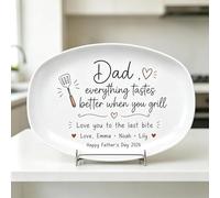 Personalized BBQ Grilling Plate - Custom Grill Master Decor for Dad, Personalized Daddy's Grilling Plate with Text, Funny Fathers Day, Birthday Gift for Dad, Husband, Papa, Grandpa from Son Daughter