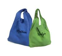 Personalized beach bags for women summer purse Custom Embroidered Name Crochet Mesh Beach Tote Bag Shopping (30x35cm)