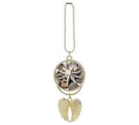 Personalized Beach Seashell Starfish Car Rearview Mirror Ornament Double Side Custom Photo Picture Car Hanging Pendant Accessories Alloy Angel Wings Vehicle Decoration Golden