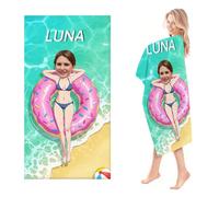 Personalized Beach Towel with Name & Face Photo - Custom Funny Summer Towel for Women, Quick Dry Bath Pool Travel Swim Towel - Unique Gift Idea