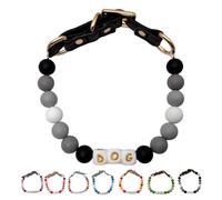 Personalized Beaded Dog Collar Custom Pet Name with Leather Buckle Adjustable Bohemian Style Beaded Collar for Small Medium Large Dogs Cats Gifts for Pet Lovers