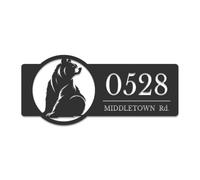 Personalized Bear Address Sign, Custom Forest House Number Plaque, Woodland Wall Art, Outdoor Cabin Decor, Rustic Family Decor (Type-4)