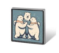 Personalized Bear Dancing Lapel Pin for Men Women Cute Funny Square Brooch for Ease And Safe Aluminum Alloy Brooches Suit Dress Accessories Wedding Party