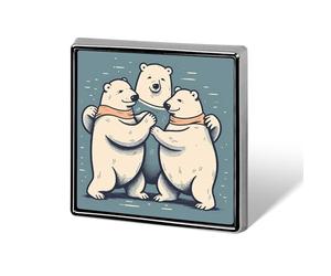 Personalized Bear Dancing Lapel Pin for Men Women Cute Funny Square Brooch for Ease And Safe Aluminum Alloy Brooches Suit Dress Accessories Wedding Party
