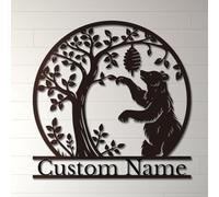 Personalized Bear Metal Wall Art - Custom Family Name Sign for Cabins & Lodges - Rustic Gift for Hunters, Fathers & Outdoor Lovers (Style-2)