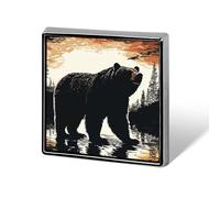 Personalized Bear Silhouette Lapel Pin for Men Women Cute Funny Square Brooch for Ease And Safe Aluminum Alloy Brooches Suit Dress Accessories Wedding Party