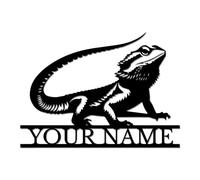 Personalized Bearded Dragon Metal Sign, Custom Lizard Name Wall Art, Reptile Lover Gift, Unique Pet Decor, Gecko Reptile Room Decoration (Style-1)