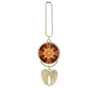 Personalized Beautiful Flame Pattern Car Rearview Mirror Ornament Double Side Custom Photo Picture Car Hanging Pendant Accessories Alloy Angel Wings Vehicle Decoration Golden