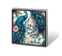 Personalized Beautiful Peacock Flowers Lapel Pin for Men Women Cute Funny Square Brooch for Ease And Safe Aluminum Alloy Brooches Suit Dress Accessories Wedding Party