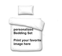 Personalized Bedding Set Family Portrait Duvet Cover with Matching Pillowcase, Custom Photo Text Bedding Set, Single Duvet Cover with Zipper Baby Cot Newborn Toddler (Single 135_x_200cm)