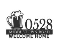 Personalized Beer Address Sign, Custom Beer Culture House Number, Outdoor or Indoor Decor, Bedroom, Living Room, Office Decor,Rustic Patio Art (Type-1)