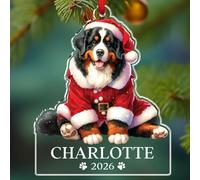 Personalized Bernese Mountain Santa Claus Shaped Christmas Ornament Gift for Dog Mom Dad Pet Lovers, Custom Bernese Mountain Dog Lover Xmas Ornament with Name/Year, Dogs Acrylic Xmas Tree Decorations