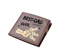 Personalized Best Dad Gifts Double-Sided Printed Wallets Customized Family Member's Name Double-Sided Printed Leather Wallet Custom Best Dad Ever Purses Gifts with Family Fist for Daddy Grandpa