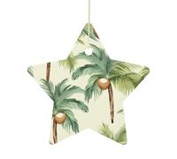 Personalized Best Friend Ornament,Summer Coconut Tree Print Christmas Tree Decorations,Hanging Xmas Tree Decor,Star Shaped Holiday Present Idea