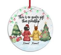 Personalized Besties Acrylic Ornament - Woodland Themed Gift for Couple or Parents - 3" Christmas Tree Decor