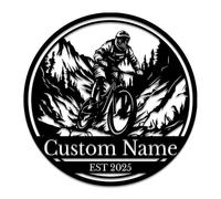 Personalized Bike Metal Sign - Custom Cycling Wall Art, Rustic Bike Shop Decor, Durable Metal Name Plaque for Cyclists & Bike Lovers (Style-3)