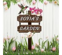 Personalized Bird Metal Signs with Stake,Custom Flowers Gardener Name Sign for Outside,Customized Garden Floral Welcome Plaque for Mother Birthday Gift,Gardening Ornaments for Lawn Yard Porch Outdoor
