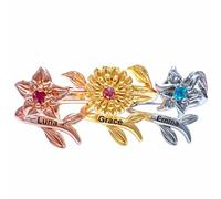 Personalized Birth Flower Fidget Spinner Ring - Mother's Day, Custom Rings Personalized Birthflower Birthstone Photo Initials Ring for Women for Her Mother Ring Wedding/Anniversary/Valentines