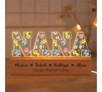Personalized Birth Flower Nana Lamp, Custom Letter Nana Birth Month Flower Acrylic LED Night Light with Kid's Names, Christmas Mothers Day Birthday Gifts For Nana, Mothers Day Home Decorative