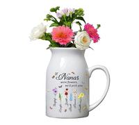 Personalized Birth Month Flower Vase with 1-10 Name Custom If Nanas Were Flowers We'd Pick You Mothers Day Ceramic Vase Grandma's Garden Flower Vase Mom Garden Vase Home Decor Gifts for Birthday