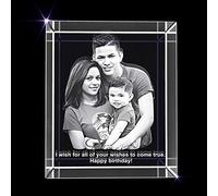 Personalized Birthday 3D Engraved Crystal Photo Gift - XL Rectangle (4 x 6 x 3 inches)