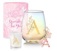 Personalized Birthday Gifts for Women Monogrammed Stemless Wine Glasses Unique Friendship Gifts Christmas White Elephant Gift for Women Mom Sister Her Wife Customized Bridesmaid Bride Wedding Gift
