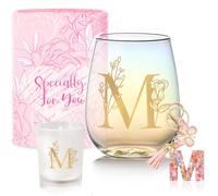 Personalized Birthday Gifts for Women Monogrammed Stemless Wine Glasses Unique Friendship Gifts Christmas White Elephant Gift for Women Mom Sister Her Wife Customized Bridesmaid Bride Wedding Gift