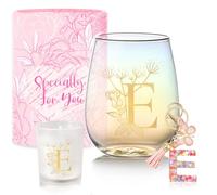 Personalized Birthday Gifts for Women Monogrammed Stemless Wine Glasses Unique Friendship Gifts Christmas White Elephant Gift for Women Mom Sister Her Wife Customized Bridesmaid Bride Wedding Gift