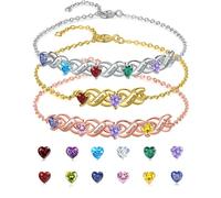 Personalized Birthstone Bracelet for Mother Daughter Family, Custom 2-7 Names Bracelet, Infinity Bracelet for Women, Adjustable Name Jewelry for Birthdays, Holidays, Anniversary